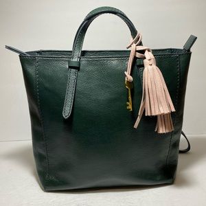 Fossil Women's Camilla Green Leather Convertible Backpack Purse Handbag